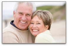 Aging couple, man and woman, smiling